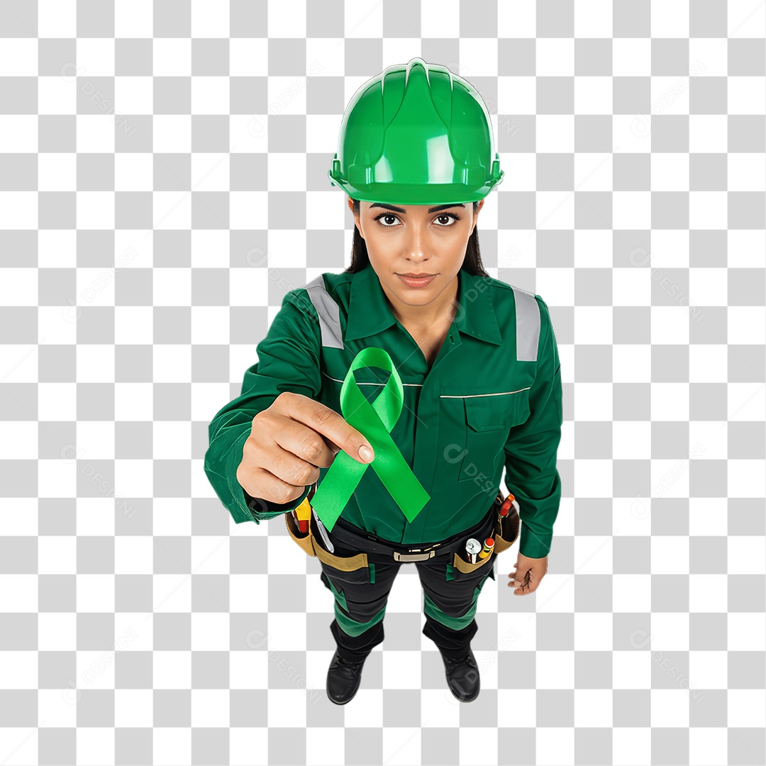 Mulher com Epis para Prevenção de Acidente no Trabalho Abril Verde PNG Transparente