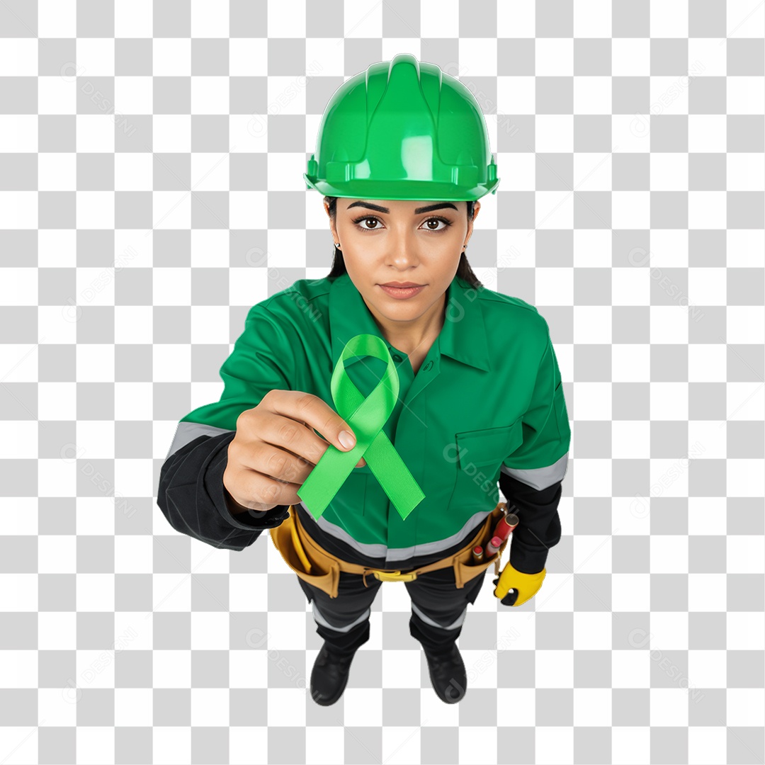 Mulher com Epis para Prevenção de Acidente no Trabalho Abril Verde PNG Transparente