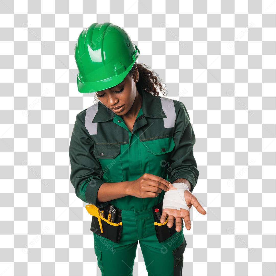 Mulher com Epis para Prevenção de Acidente no Trabalho Abril Verde PNG Transparente