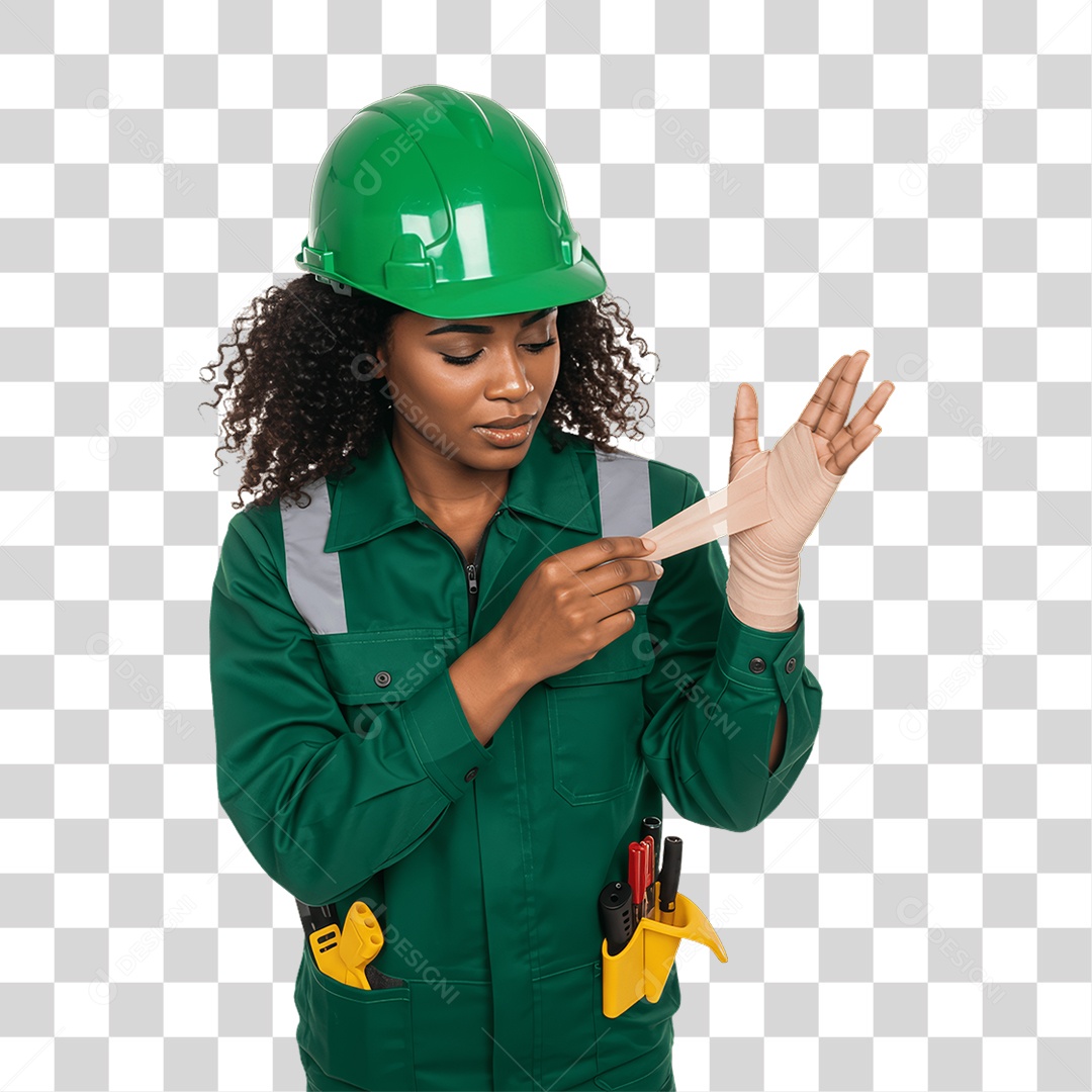 Mulher com Epis para Prevenção de Acidente no Trabalho Abril Verde PNG Transparente