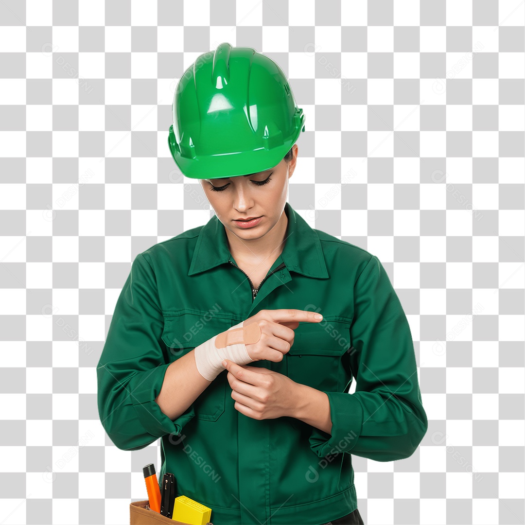 Mulher com Epis para Prevenção de Acidente no Trabalho Abril Verde PNG Transparente