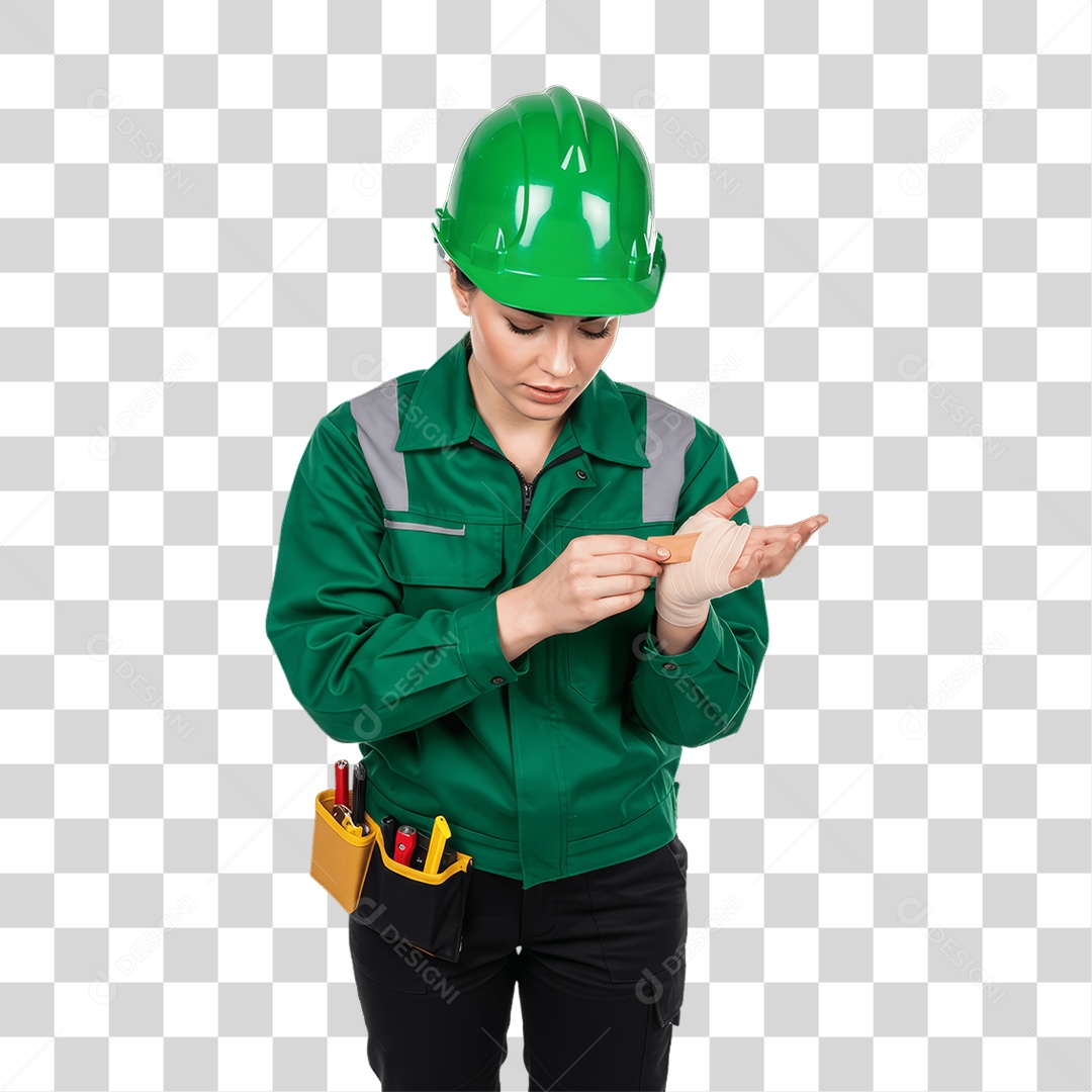 Mulher com Epis para Prevenção de Acidente no Trabalho Abril Verde PNG Transparente