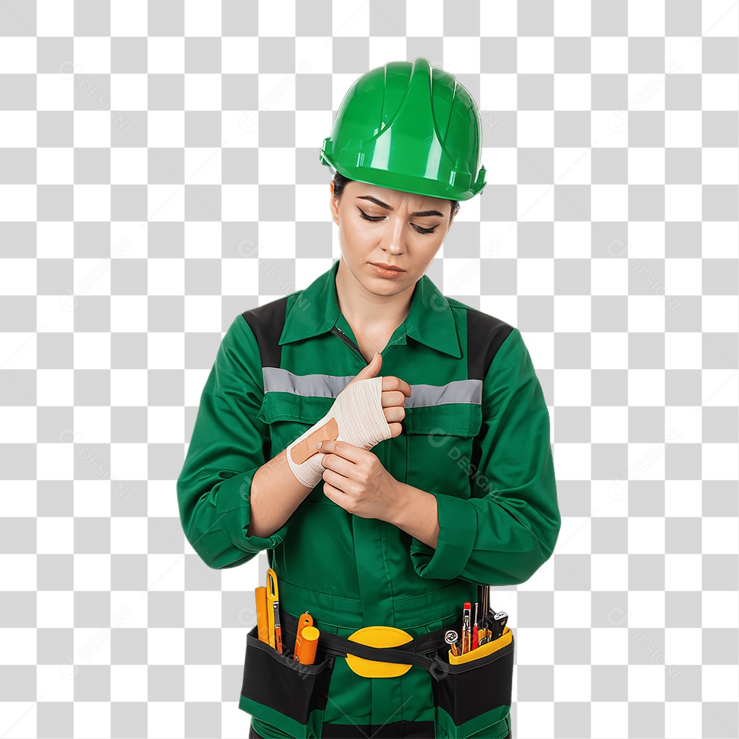 Mulher com Epis para Prevenção de Acidente no Trabalho Abril Verde PNG Transparente