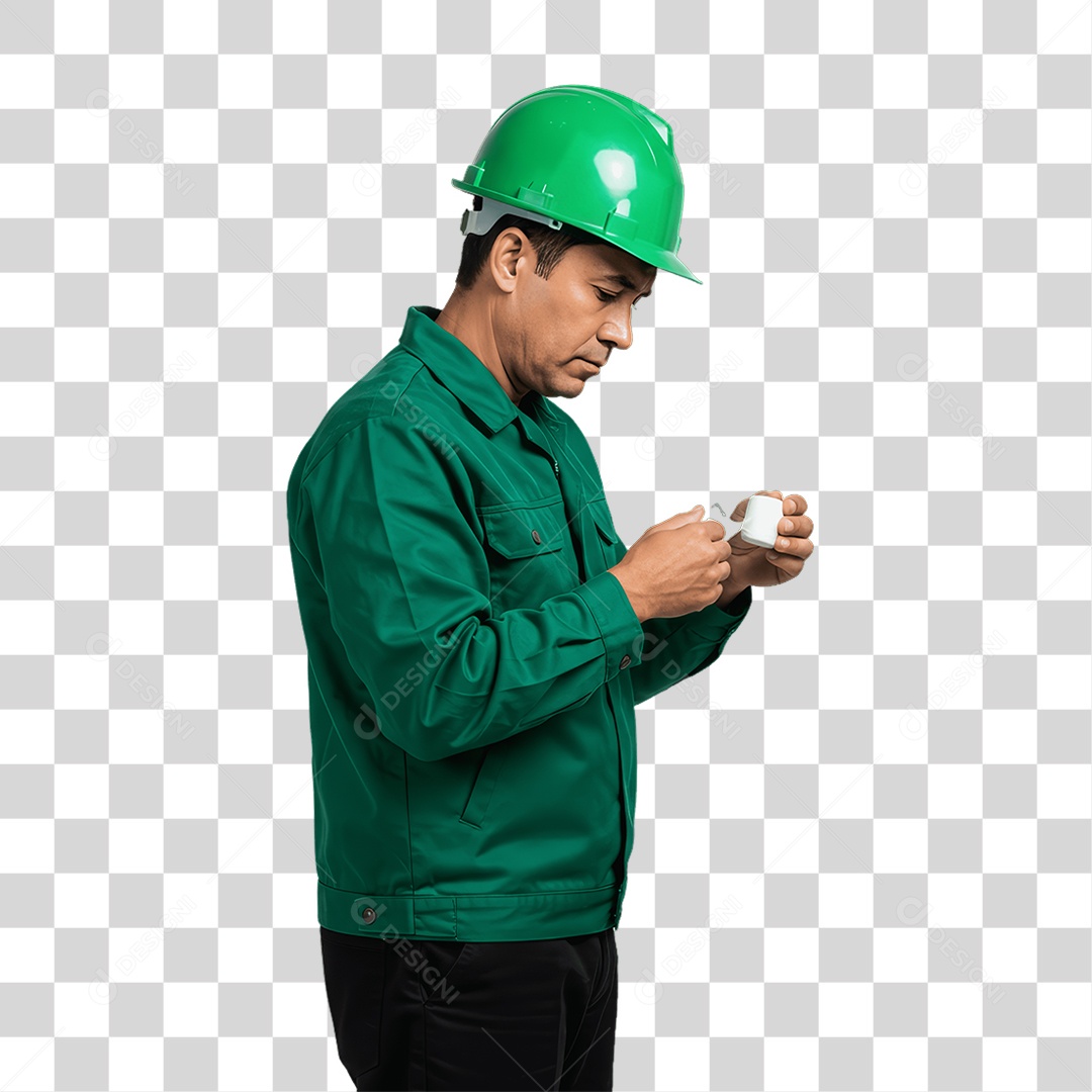 Homem com Epis para Prevenção de Acidente no Trabalho Abril Verde PNG Transparente