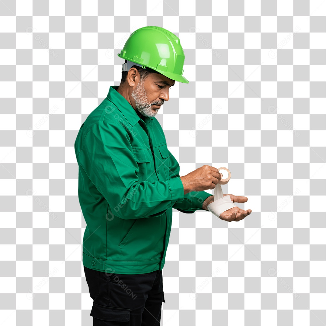 Homem com Epis para Prevenção de Acidente no Trabalho Abril Verde PNG Transparente