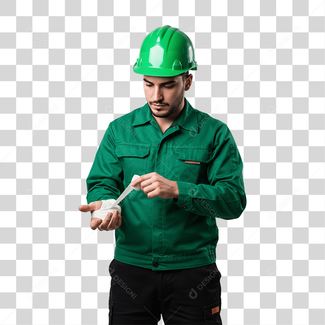 Homem com Epis para Prevenção de Acidente no Trabalho Abril Verde PNG Transparente