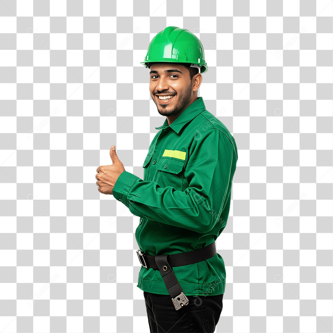 Homem com Epis para Prevenção de Acidente no Trabalho Abril Verde PNG Transparente
