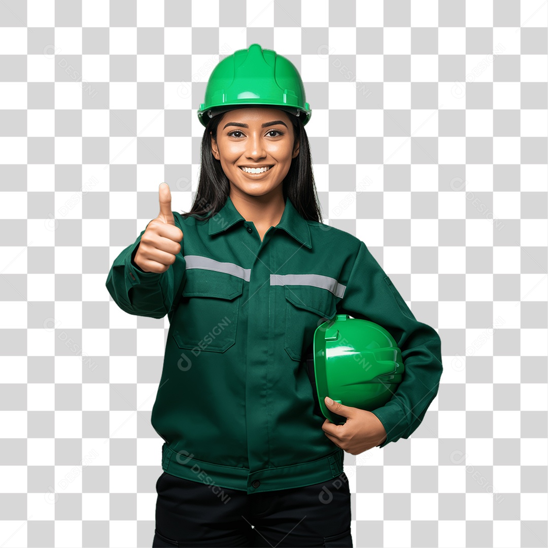 Mulher com Epis para Prevenção de Acidente no Trabalho Abril Verde PNG Transparente