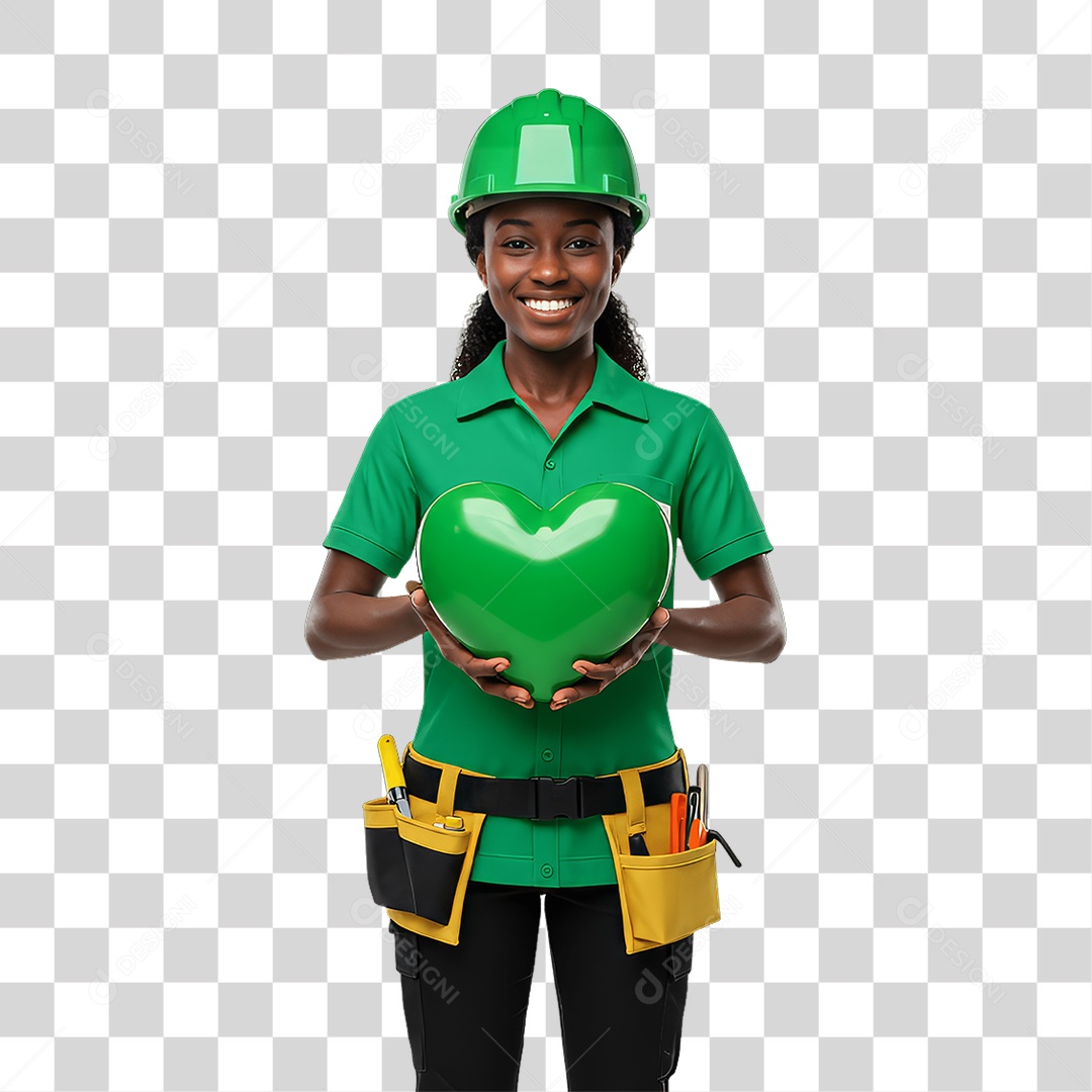 Mulher com Epis para Prevenção de Acidente no Trabalho Abril Verde PNG Transparente