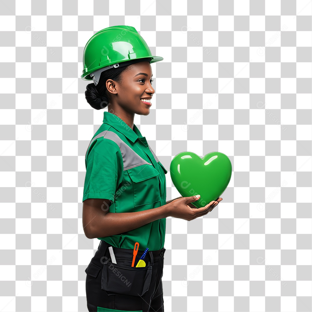 Mulher com Epis para Prevenção de Acidente no Trabalho Abril Verde PNG Transparente
