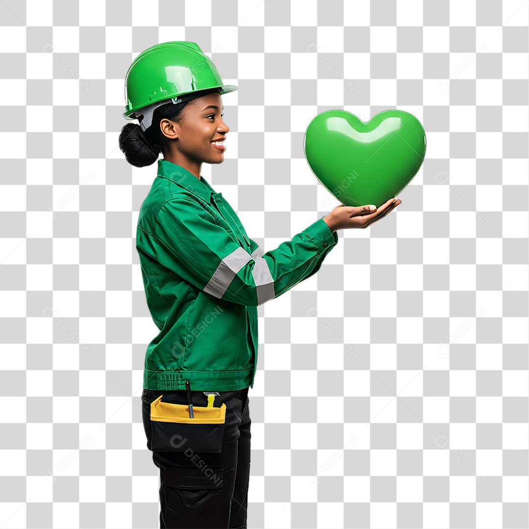 Mulher com Epis para Prevenção de Acidente no Trabalho Abril Verde PNG Transparente