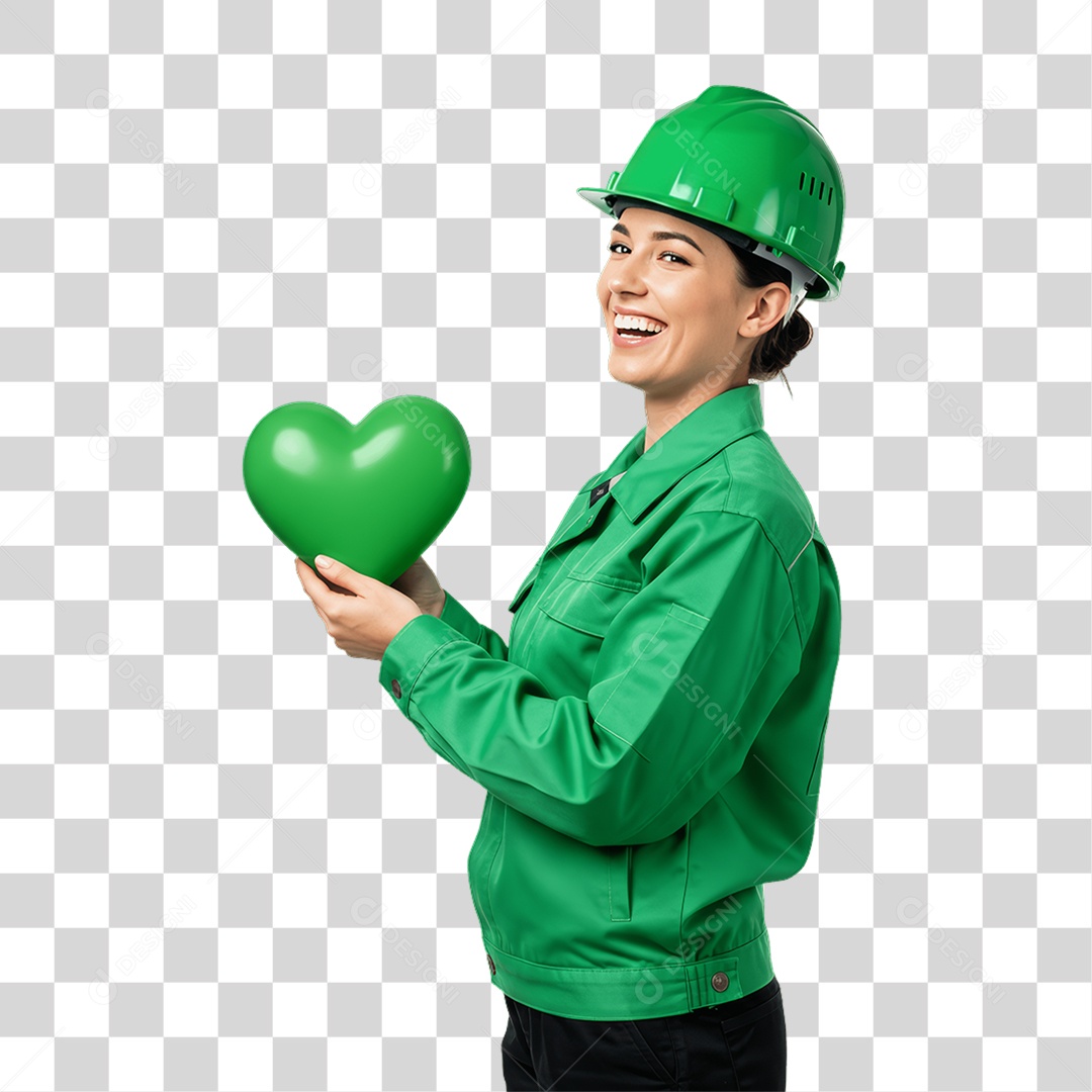 Mulher com Epis para Prevenção de Acidente no Trabalho Abril Verde PNG Transparente