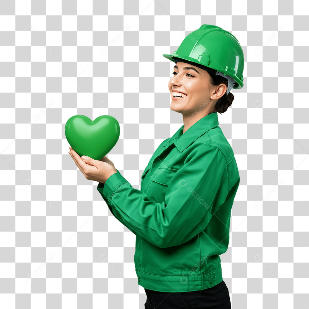 Mulher com Epis para Prevenção de Acidente no Trabalho Abril Verde PNG Transparente