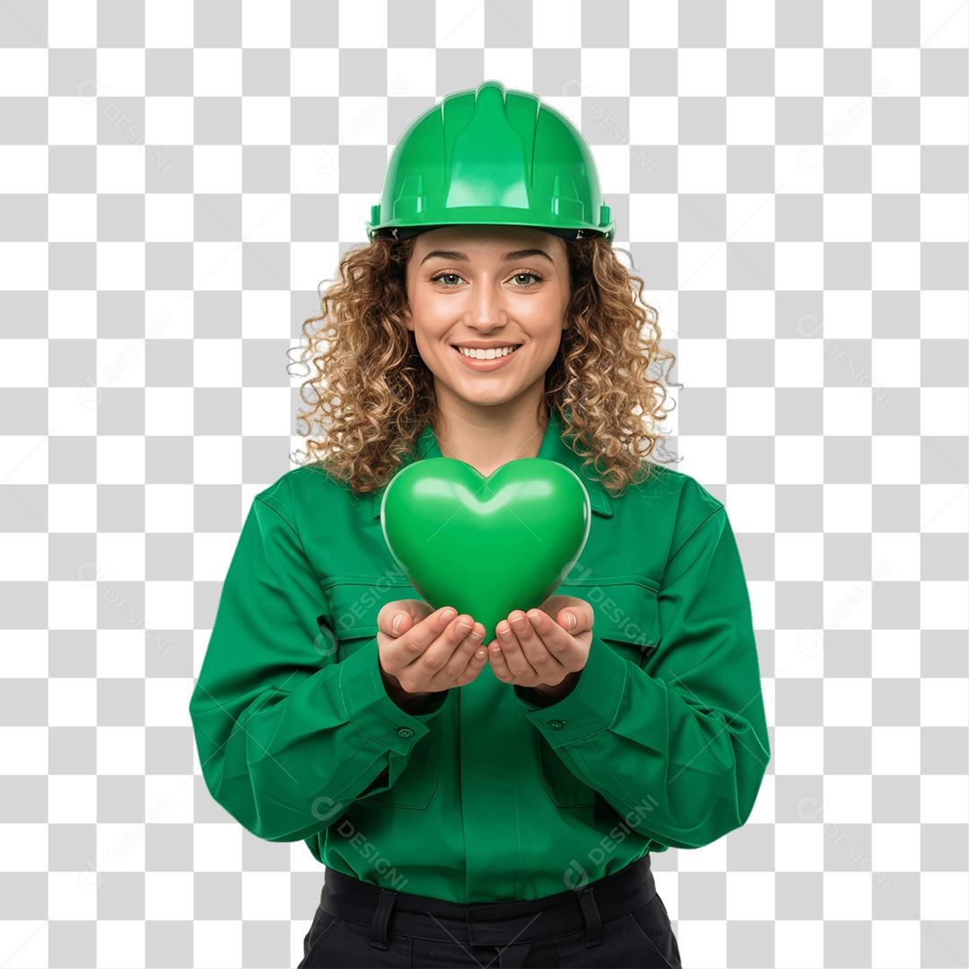 Mulher com Epis para Prevenção de Acidente no Trabalho Abril Verde PNG Transparente