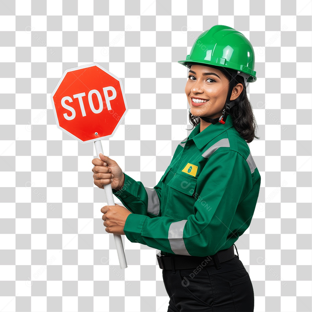 Mulher com Epis para Prevenção de Acidente no Trabalho Abril Verde PNG Transparente