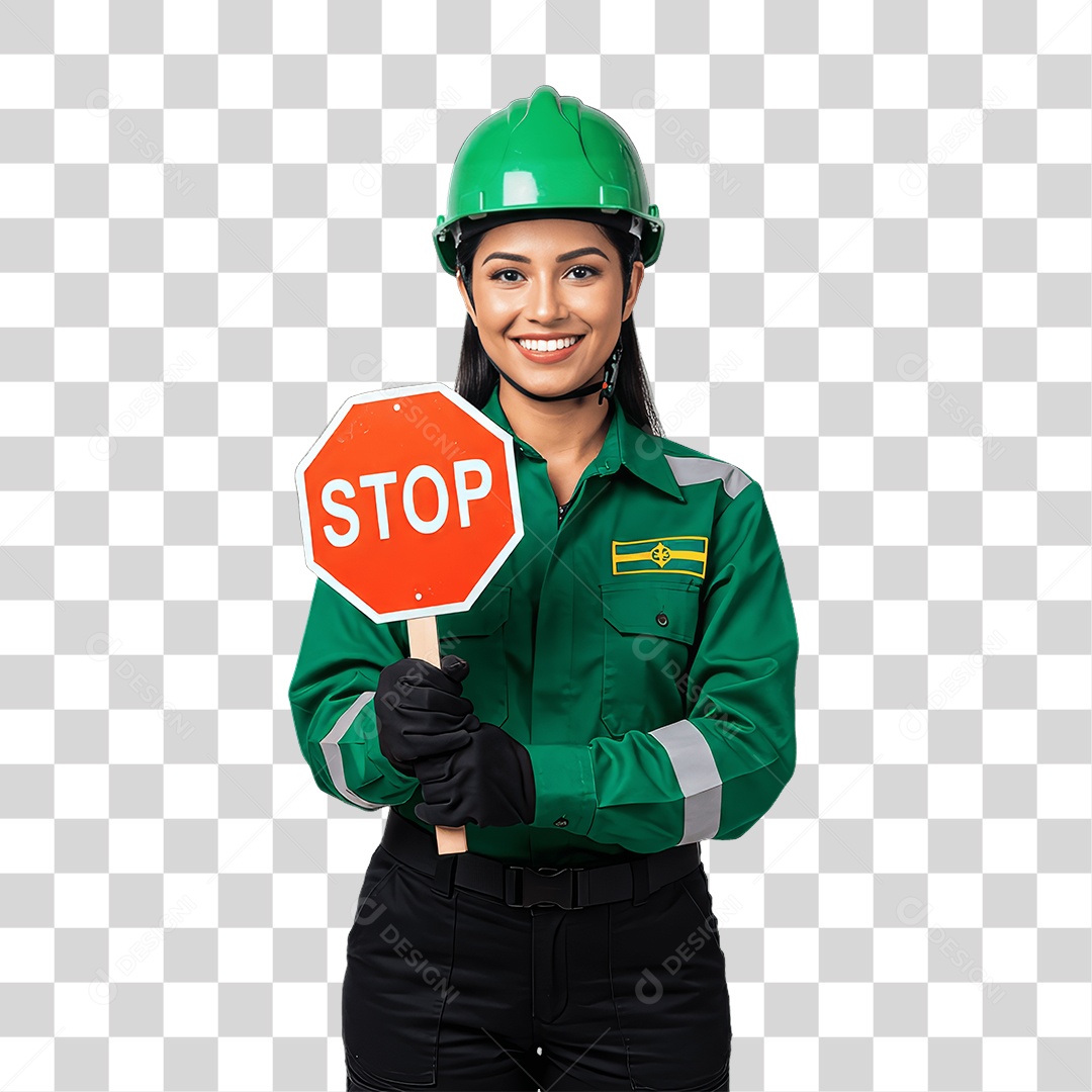 Mulher com Epis para Prevenção de Acidente no Trabalho Abril Verde PNG Transparente