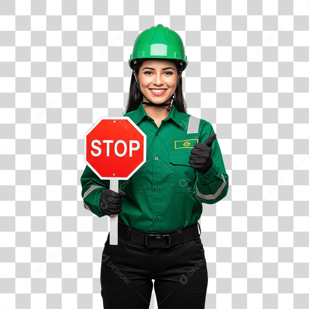 Mulher com Epis para Prevenção de Acidente no Trabalho Abril Verde PNG Transparente