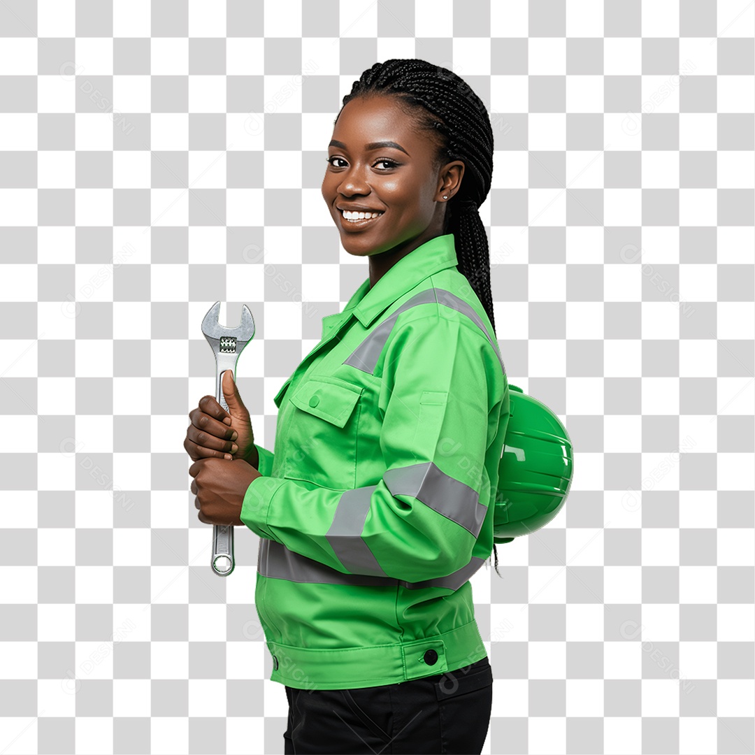 Mulher com Epis para Prevenção de Acidente no Trabalho Abril Verde PNG Transparente