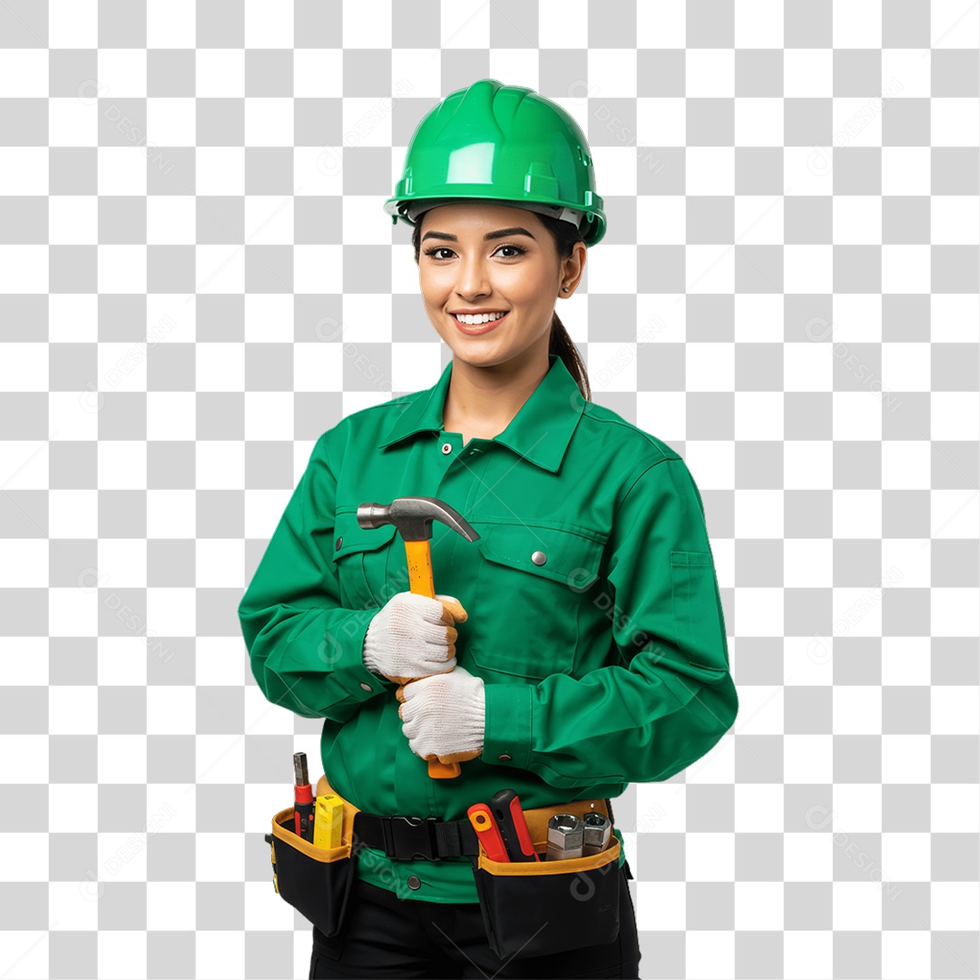 Mulher com Epis para Prevenção de Acidente no Trabalho Abril Verde PNG Transparente