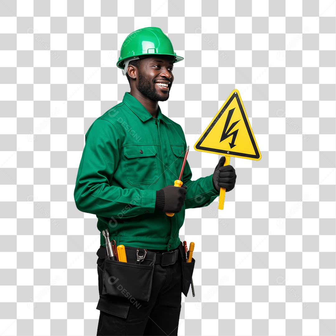 Homem com Epis para Prevenção de Acidente no Trabalho Abril Verde PNG Transparente