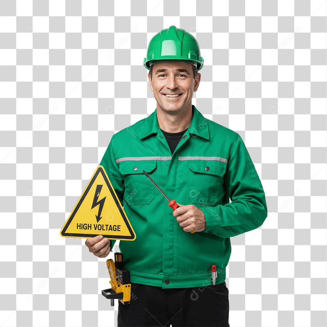 Homem com Epis para Prevenção de Acidente no Trabalho Abril Verde PNG Transparente