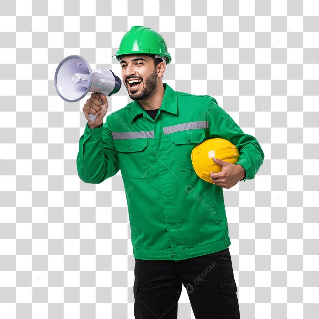 Homem com Epis para Prevenção de Acidente no Trabalho Abril Verde PNG Transparente