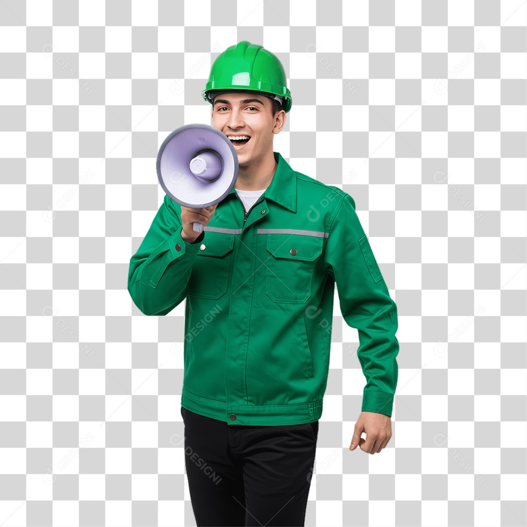 Homem com Epis para Prevenção de Acidente no Trabalho Abril Verde PNG Transparente