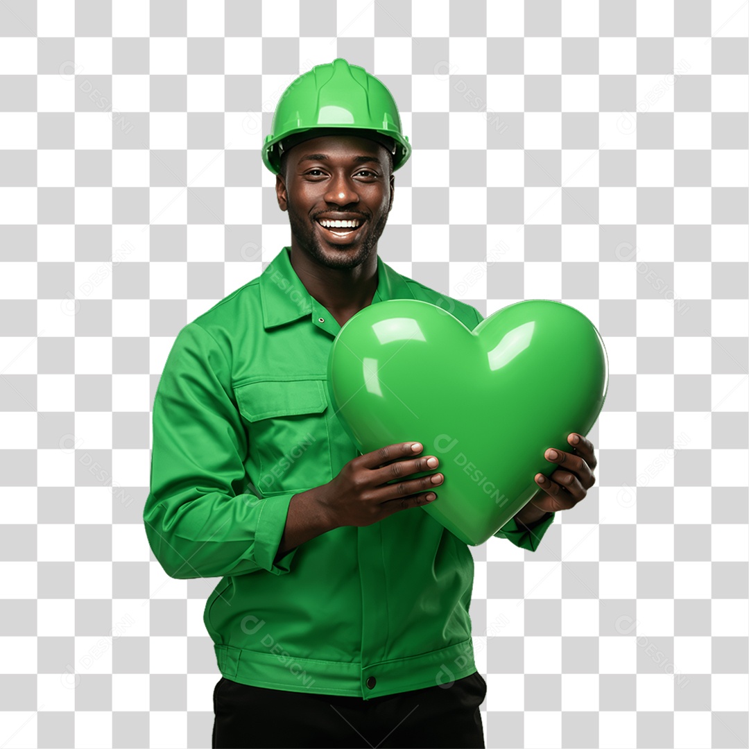 Homem com Epis para Prevenção de Acidente no Trabalho Abril Verde PNG Transparente