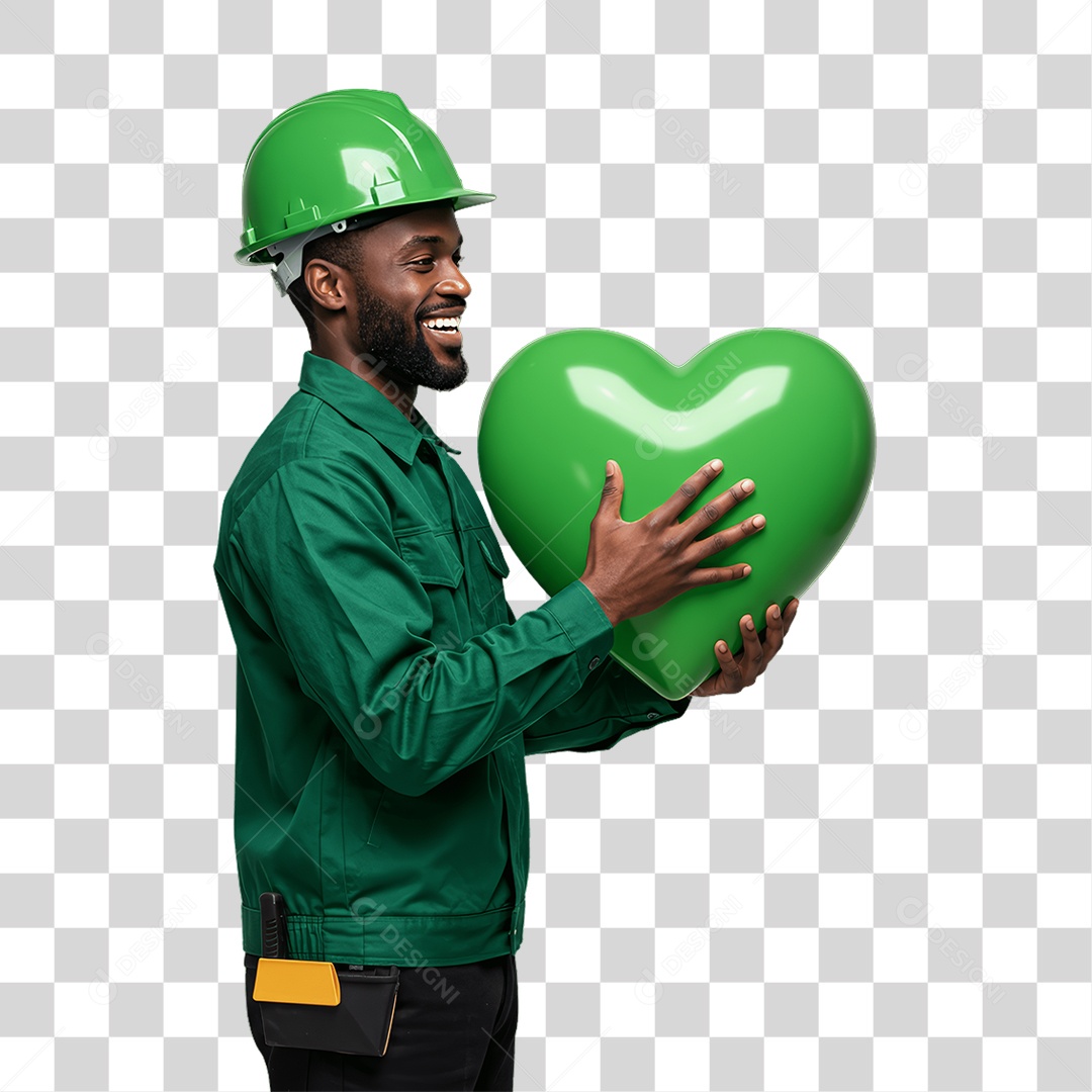 Homem com Epis para Prevenção de Acidente no Trabalho Abril Verde PNG Transparente