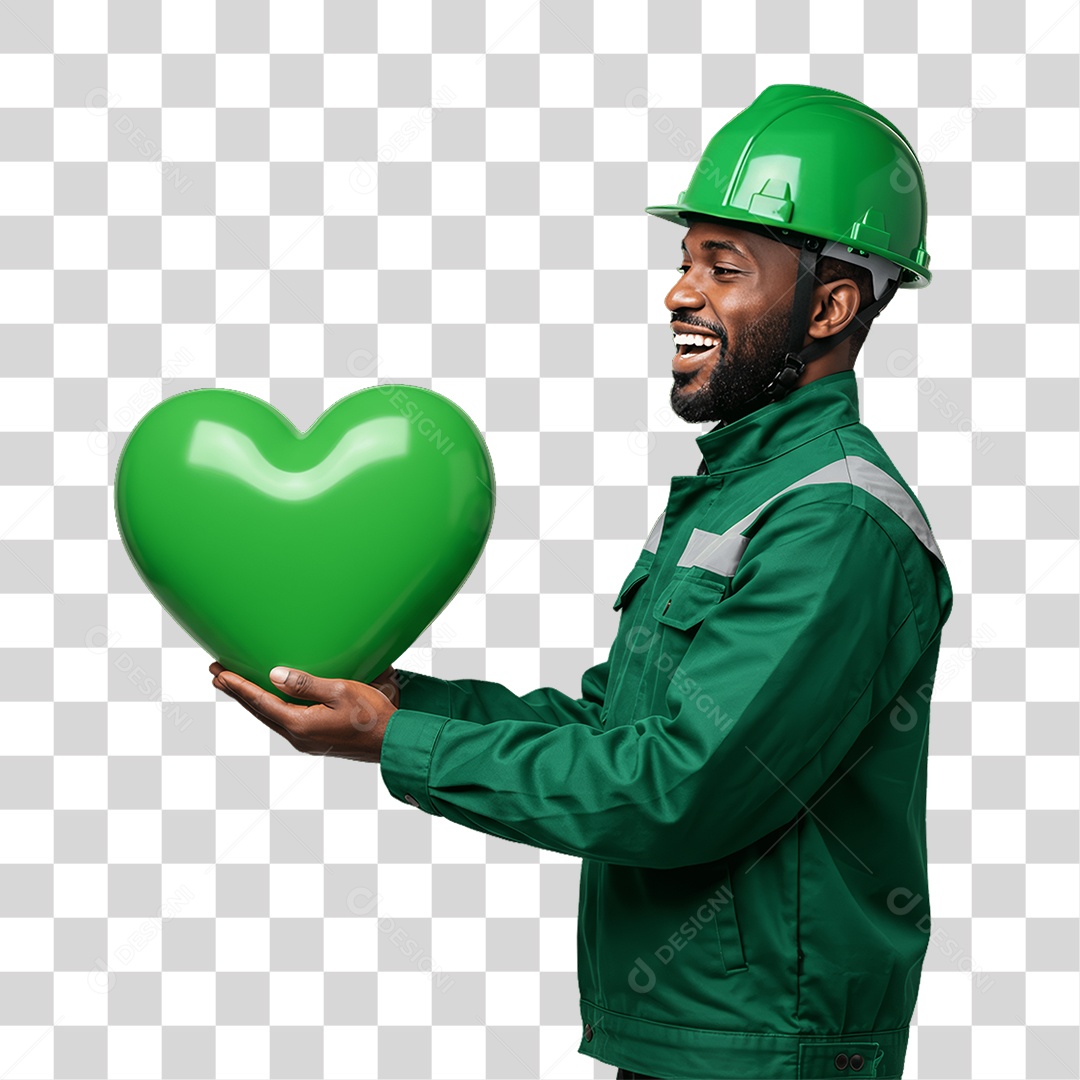 Homem com Epis para Prevenção de Acidente no Trabalho Abril Verde PNG Transparente