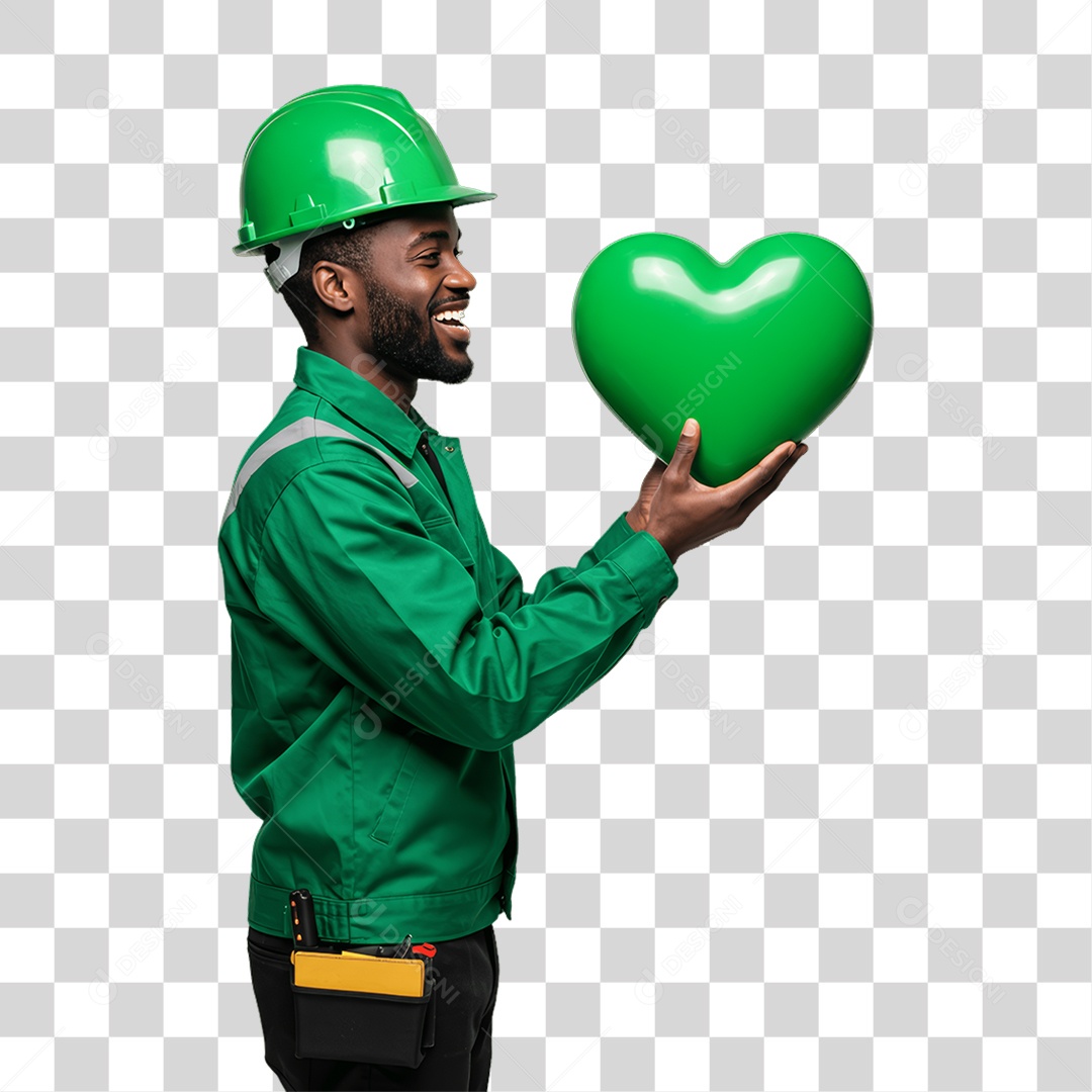 Homem com Epis para Prevenção de Acidente no Trabalho Abril Verde PNG Transparente