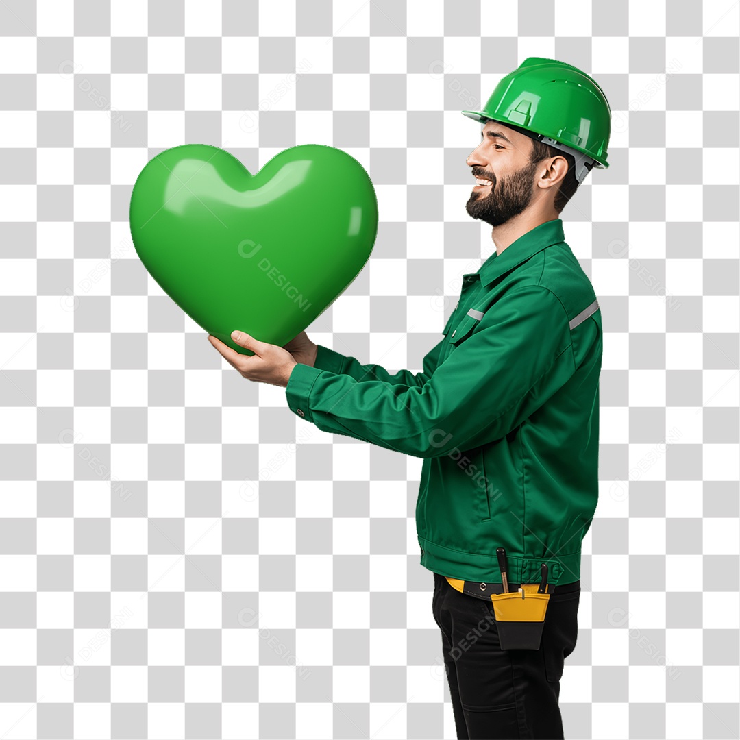 Homem com Epis para Prevenção de Acidente no Trabalho Abril Verde PNG Transparente