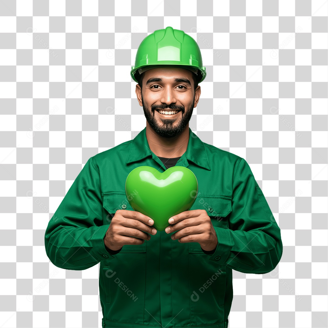 Homem com Epis para Prevenção de Acidente no Trabalho Abril Verde PNG Transparente
