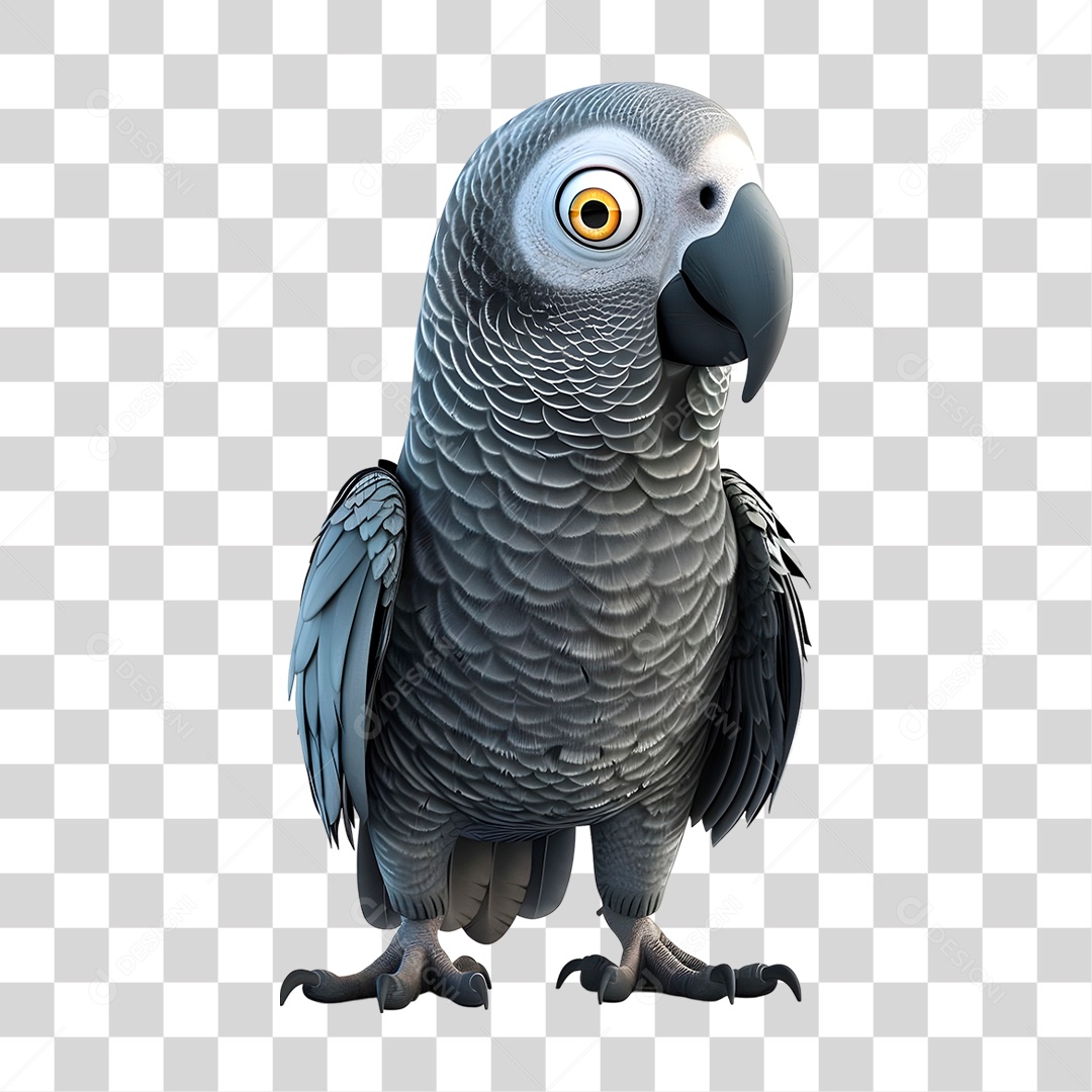 Papagaio Cinza PNG Transparente