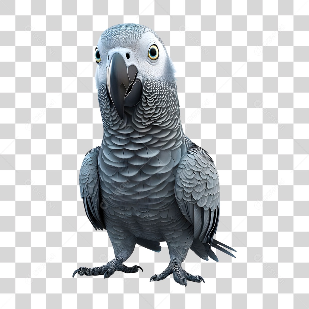 Papagaio Cinza PNG Transparente