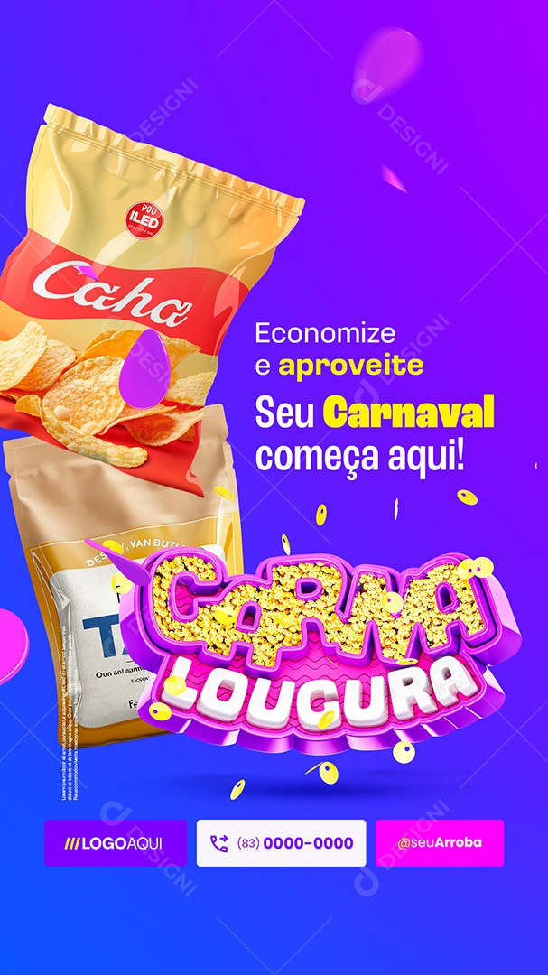 Story Supermercado Carna Loucura Economize e Aproveite Social Media PSD Editável