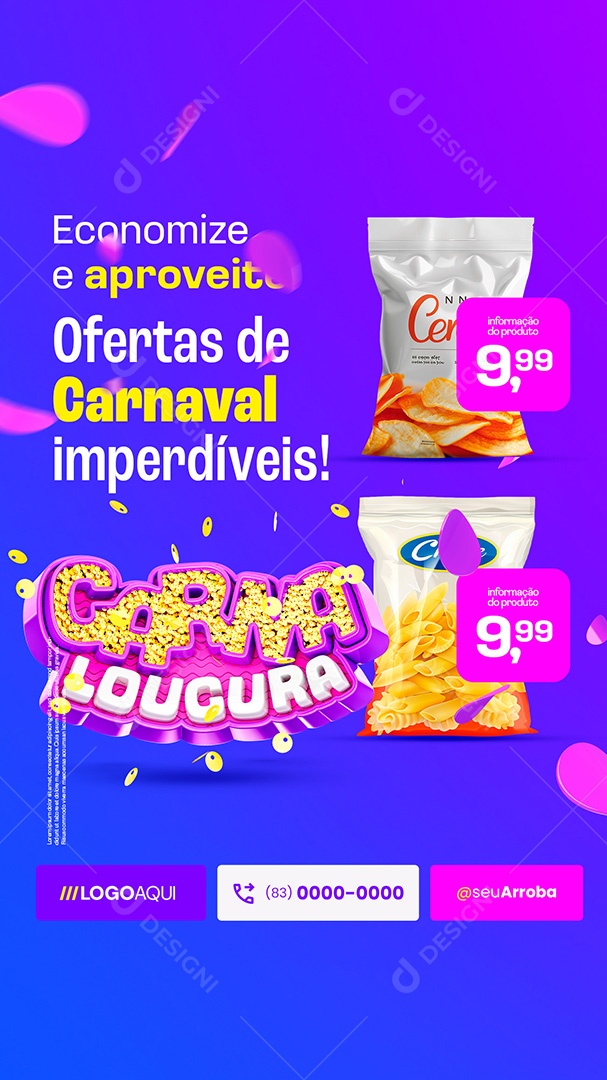 Story Supermercado Carna Loucura Economize e Aproveite Social Media PSD Editável