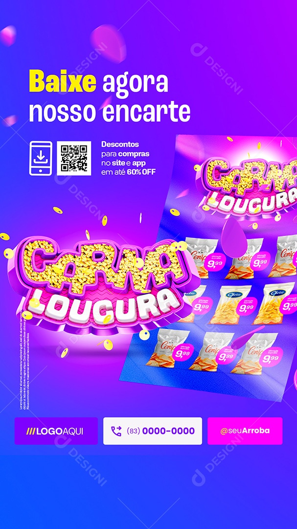 Story Supermercado Carna Loucura Baixe Agora Nosso Encarte Social Media PSD Editável