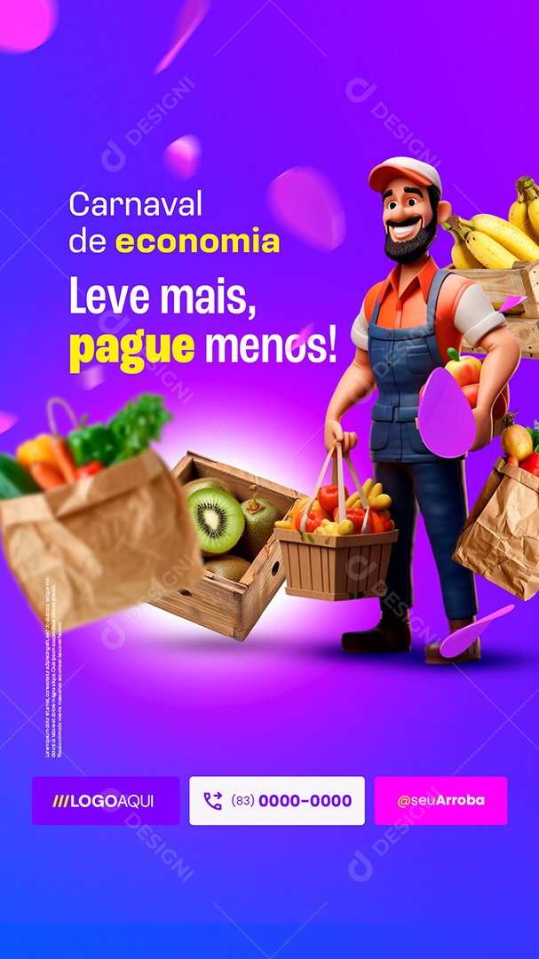 Story Supermercado Carna Loucura Carnaval de Economia Social Media PSD Editável