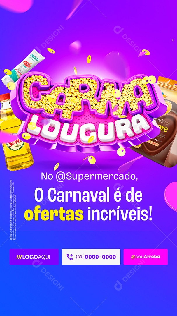 Story Supermercado Carna Loucura O Carnaval é De Ofertas Incríveis Social Media PSD Editável