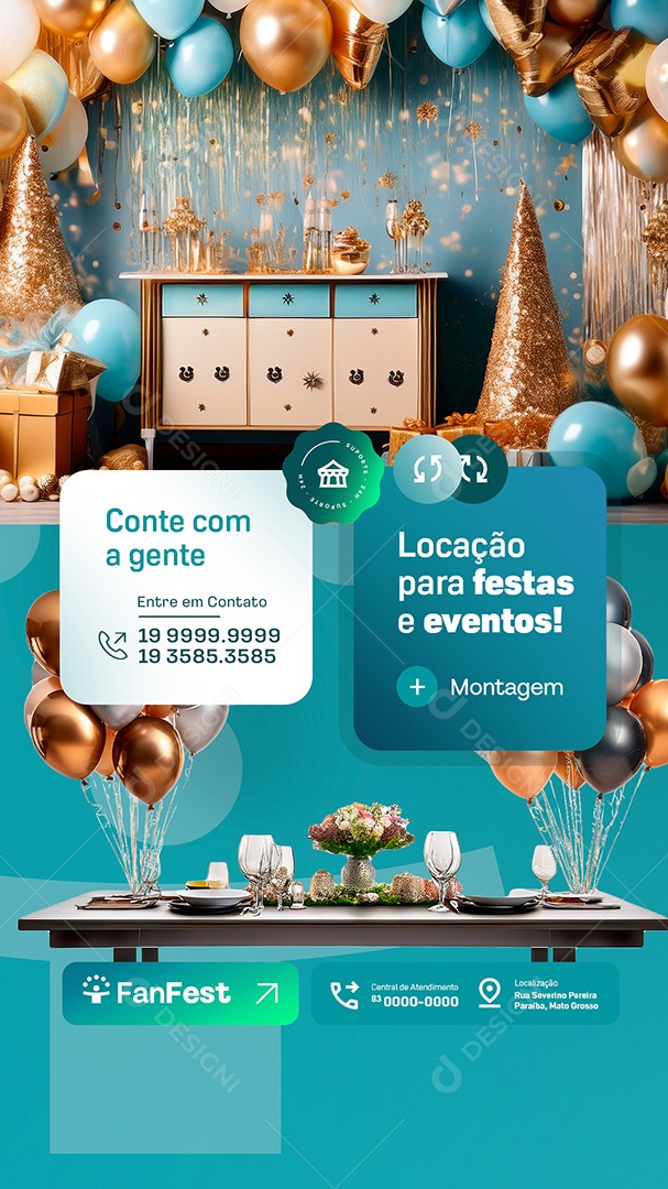 Story Locação para Festas e Eventos Montagem Social Media PSD Editável