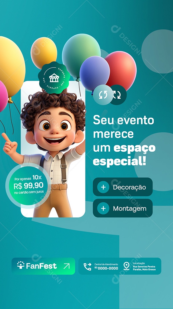 Story Locação para Festas e Eventos Seu Evento Merece um Espaço Especial Social Media PSD Editável