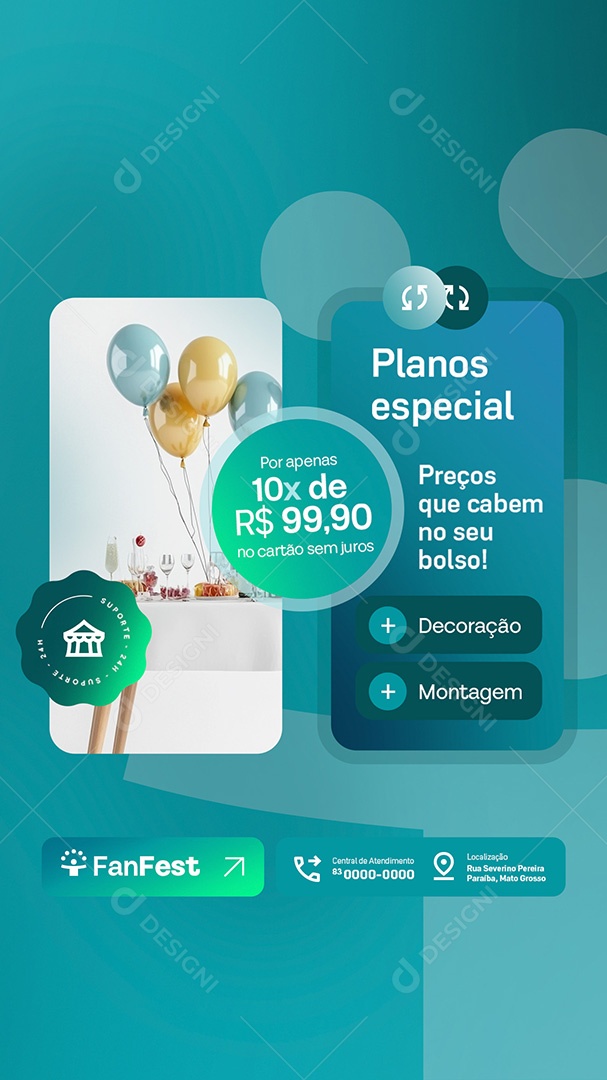 Story Locação para Festas e Eventos Preços que Cabem no Seu Bolso Social Media PSD Editável