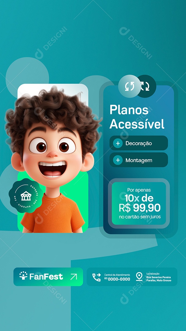 Story Locação para Festas e Eventos Planos Acessíveis Decoração Social Media PSD Editável