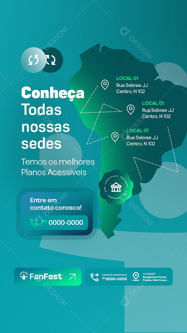 Story Locação para Festas e Eventos Conheça Todas nossas Sedes Social Media PSD Editável