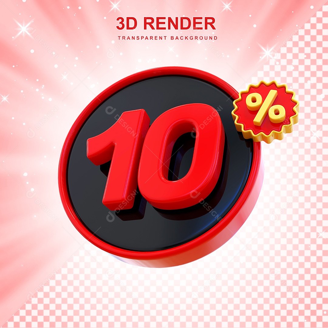 Número 3D 10% Elemento Para Composição PSD