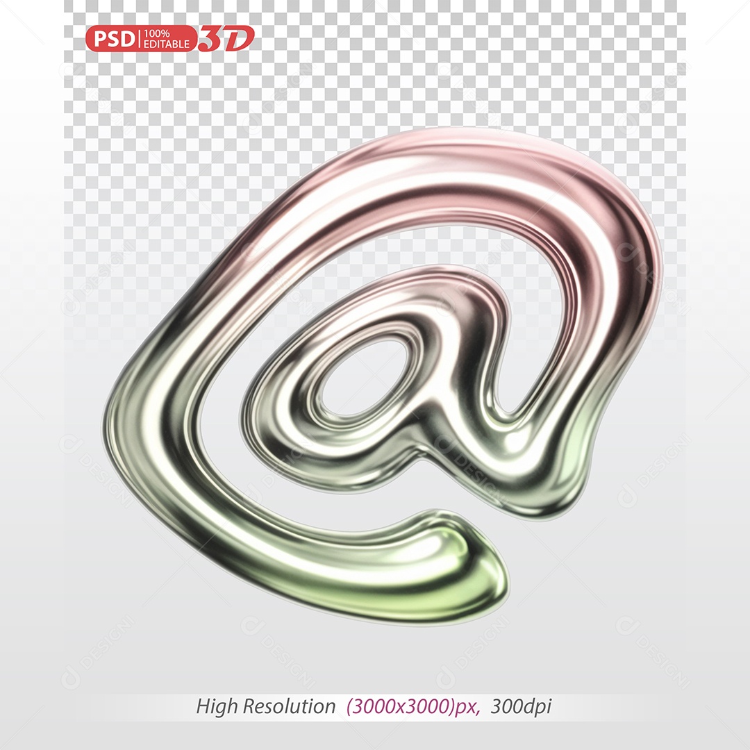 Elemento 3D Arroba para Composição PSD