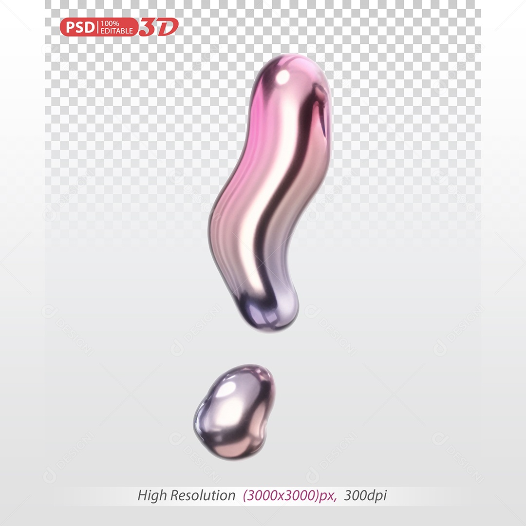 Elemento 3D  Ponto de Exclamação  para Composição PSD