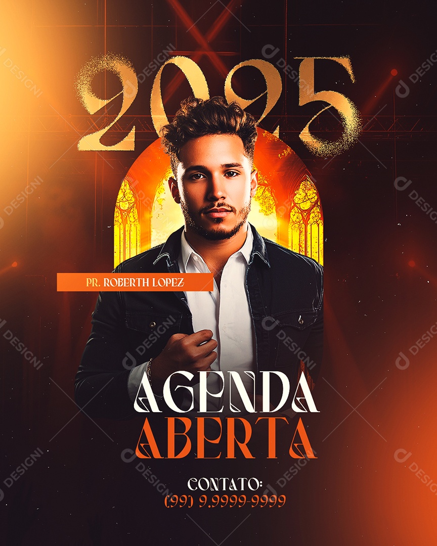 Flyer Gospel Agenda Aberta Pr Roberth Lopez Social Media PSD Editável