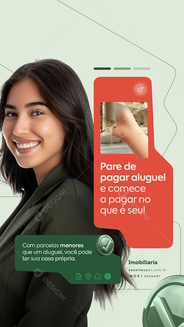Story Imobiliária Pare de Pagar Aluguel Social Media PSD Editável